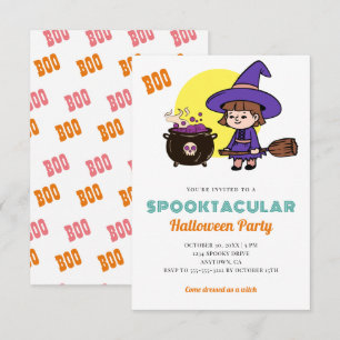Niedliches Halloween Spooky Kids Hexenkleider Part Einladung