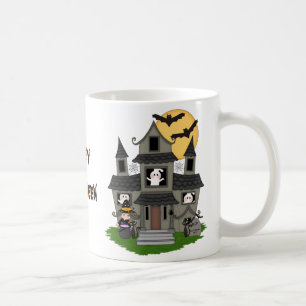 Niedliches Halloween-Spuk Haus und kleine Hexenküc Kaffeetasse