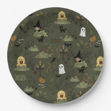 Niedliches Halloween-Spuk-Waldmuster