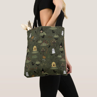 Niedliches Halloween-Spuk-Waldmuster Tasche