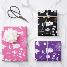 Niedliches Halloween-Streifenpapier Geschenkpapier Set