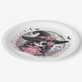 Niedliches Halloween Sugar Skull Spuk Szene Pappteller (Schrägansicht)