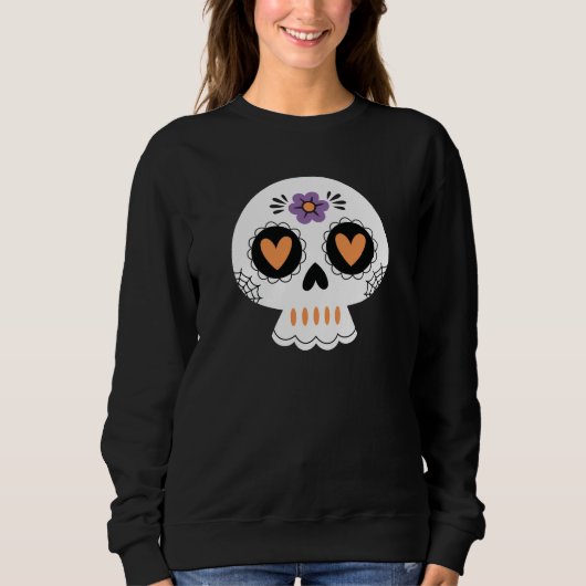 Niedliches Halloween Sugar Skull Sweatshirt (Vorderseite)