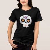 Niedliches Halloween Sugar Skull Tri-Blend Shirt (Vorderseite)