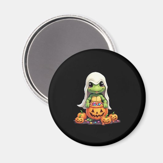 Niedliches Halloween Turtle Ghost mit Candy (1) Magnet (Vorderseite/Rückseite)
