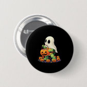Niedliches Halloween Turtle Ghost mit Candy (2) Button (Vorne & Hinten)