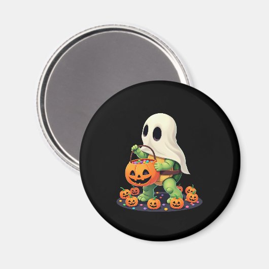 Niedliches Halloween Turtle Ghost mit Candy (2) Magnet (Vorderseite/Rückseite)