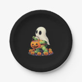 Niedliches Halloween Turtle Ghost mit Candy (2) Pappteller (Vorderseite)
