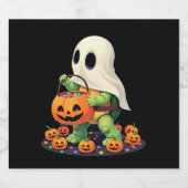 Niedliches Halloween Turtle Ghost mit Candy (2) Schaumweinetikett (Einzelnes Label)