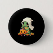 Niedliches Halloween Turtle Ghost mit Candy (3) Button (Vorderseite)