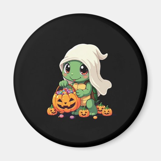 Niedliches Halloween Turtle Ghost mit Candy (3) Magnet (Vorne)