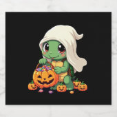 Niedliches Halloween Turtle Ghost mit Candy (3) Schaumweinetikett (Einzelnes Label)