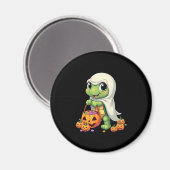 Niedliches Halloween Turtle Ghost mit Candy (4) Magnet (Vorderseite/Rückseite)