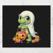 Niedliches Halloween Turtle Ghost mit Candy (4) Schaumweinetikett (Einzelnes Label)