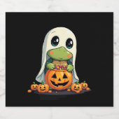 Niedliches Halloween Turtle Ghost mit Candy (5) Schaumweinetikett (Einzelnes Label)