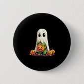 Niedliches Halloween Turtle Ghost mit Candy (6) Button (Vorderseite)