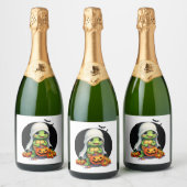 Niedliches Halloween Turtle Ghost mit Candy (7) Schaumweinetikett (Flaschen)