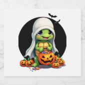 Niedliches Halloween Turtle Ghost mit Candy (7) Schaumweinetikett (Einzelnes Label)