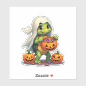 Niedliches Halloween Turtle Ghost mit Candy (8) Aufkleber (Blatt)