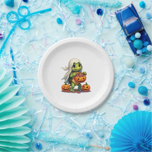 Niedliches Halloween Turtle Ghost mit Candy (8) Pappteller (Party)