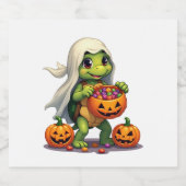 Niedliches Halloween Turtle Ghost mit Candy (8) Schaumweinetikett (Einzelnes Label)