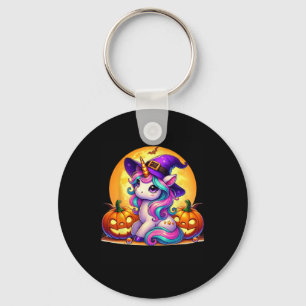 Niedliches Halloween Unicorn Hexenkürbis Mädchen F Schlüsselanhänger