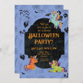 Niedliches Halloween Unicorns 2 Party Einladung (Vorne/Hinten)