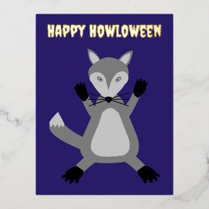 Niedliches Halloween-Wolf Custom Halloween Folien Feiertagspostkarte