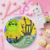 Niedliches Halloween Zombie und Schloss Pappteller (Party)