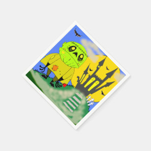 Niedliches Halloween Zombie und Schloss Serviette