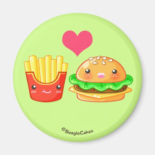 Niedliches Hamburger & Fries Magnet (Vorne)