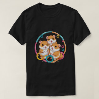 Niedliches Hamster-Trio in farbenfrohen Ringen T-Shirt