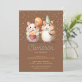 Niedliches Hamsterduo Geburtstagsfest Einladung (Stehend Vorderseite)