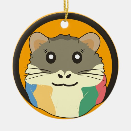 Niedliches Hamstergesicht mit farbigem Fell: Tierl Keramik Ornament (Vorne)