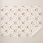 Niedliches Hamstergesicht und rosa Blume Muster Sherpadecke (Vorderseite (Horizontal))