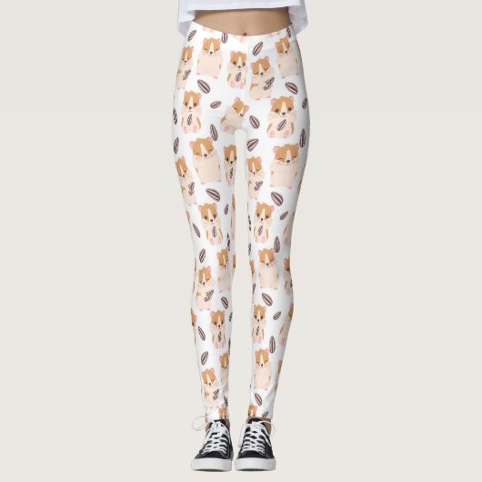 Niedliches Hamstergesicht und Saatmuster Leggings (Vorderseite)
