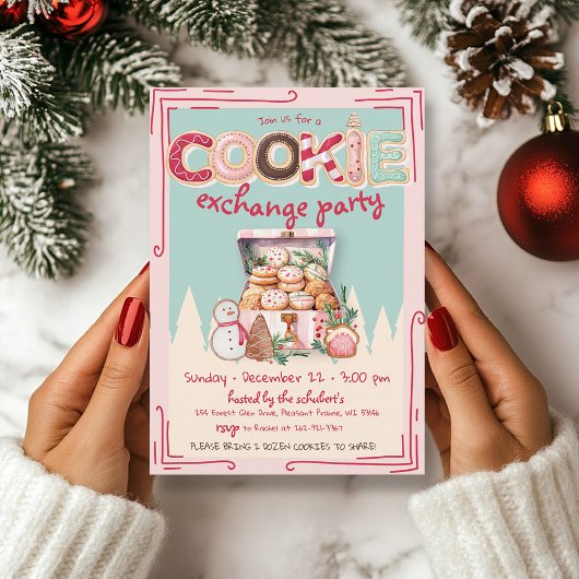 Niedliches Hand gezeichnetes Weihnachtskochtausch Einladung