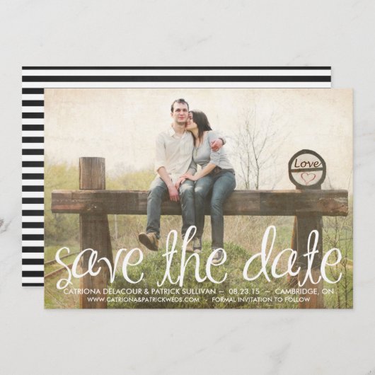 Niedliches handgeschriebenes Skript Ankündigung Da (Vorne/Hinten)