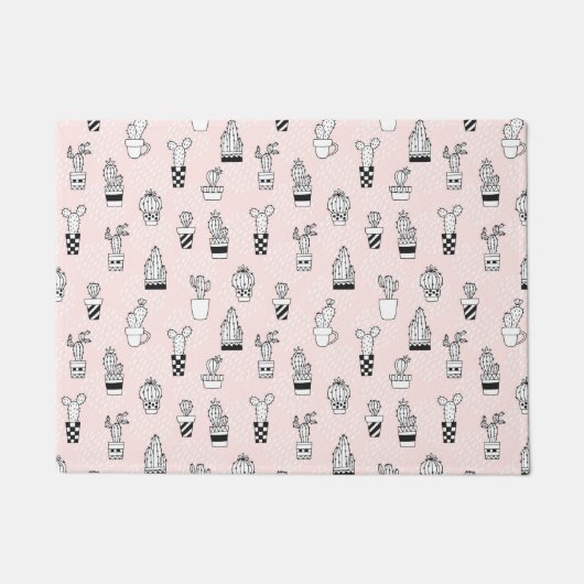 Niedliches handgezeichnetes Kakteen-Muster Fußmatte (Vorderseite)