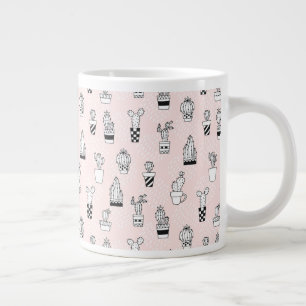 Niedliches handgezeichnetes Kakteen-Muster Jumbo-Tasse
