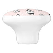 Niedliches handgezeichnetes Kakteen-Muster Keramikknauf (Seitenansicht)