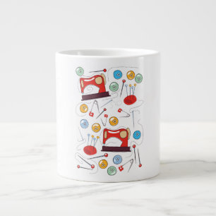 Niedliches, handgezeichnetes Nähmuster Jumbo-Tasse