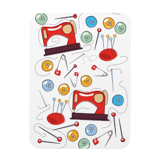 Niedliches, handgezeichnetes Nähmuster Magnet (Vertikal)