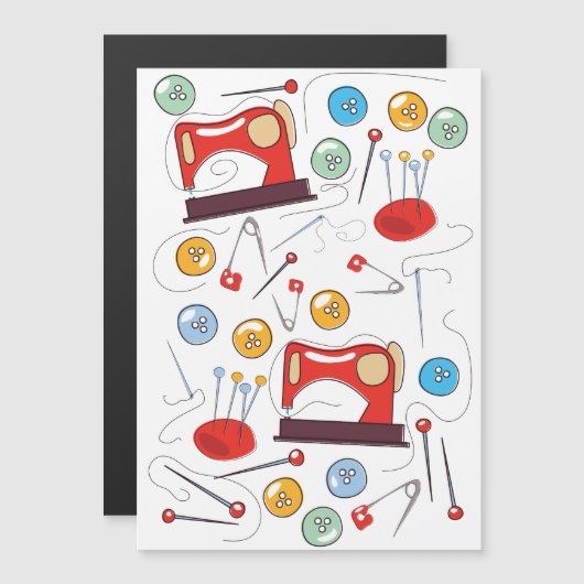 Niedliches, handgezeichnetes Nähmuster Magnetkarte (Vorne/Hinten)