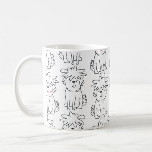 Niedliches, handgezeichnetes nahtloses Muster mit  Kaffeetasse