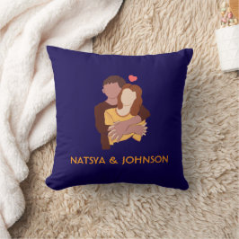 niedliches handgezeichnetes Paar mit einigen Namen Kissen