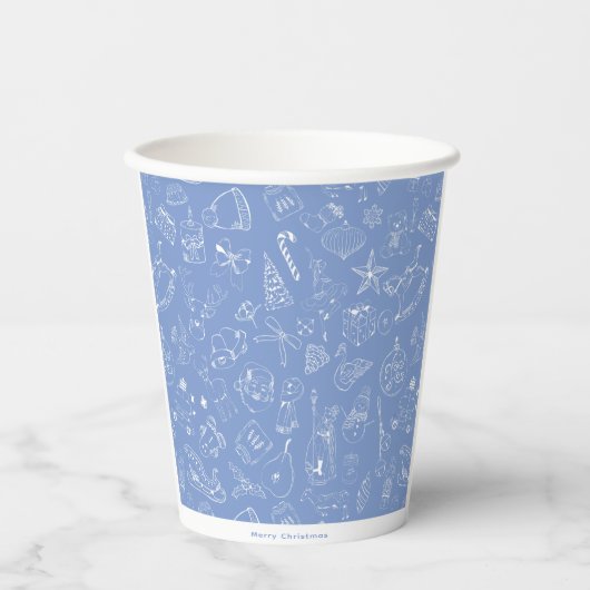Niedliches Handgezogenes Holiday Doodle Muster Pappbecher (Vorderseite)