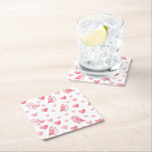 niedliches, handgezogenes, nahtloses Muster mit Aq Rechteckiger Pappuntersetzer (Vor Ort)