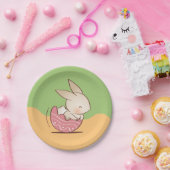 Niedliches, handgezogenes, rosa Ostereier Pappteller (Party)