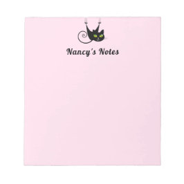 Niedliches Hängen in der Schwarzen Katze Grün Auge Notizblock